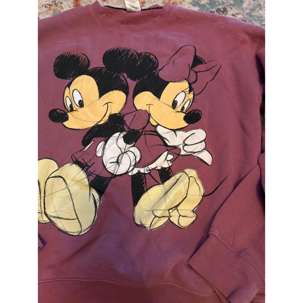 Disney Mickey Minnie Mouse Graphic Sweatshirt Maroon Plum JT26341 Womens Medium